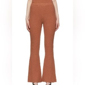 Helmut Lang Lounge Cotton Blend Pants Ribbed Flare Brown Orange Lounge Pants